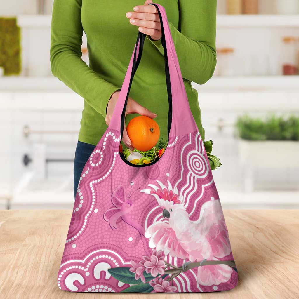 Australia Breast Cancer Awareness Grocery Bag Pink Cockatoo Ribbon Aboriginal Art - Aussie Hoodie