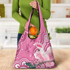 Australia Breast Cancer Awareness Grocery Bag Pink Cockatoo Ribbon Aboriginal Art - Aussie Hoodie
