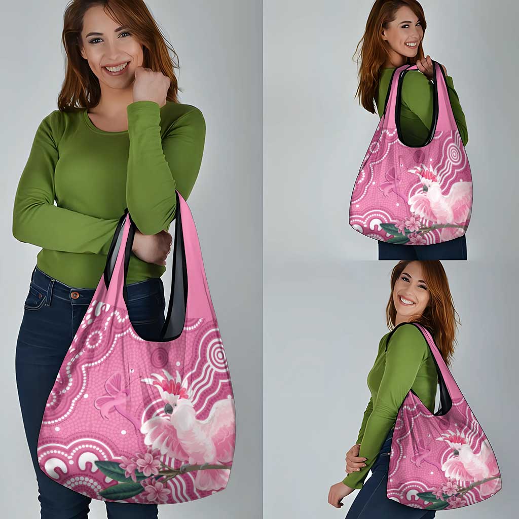 Australia Breast Cancer Awareness Grocery Bag Pink Cockatoo Ribbon Aboriginal Art - Aussie Hoodie