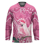 Australia Breast Cancer Awareness Hockey Jersey Pink Cockatoo Ribbon Aboriginal Art - Aussie Hoodie