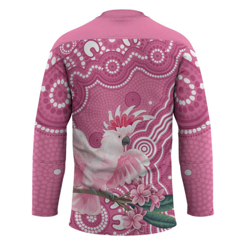 Australia Breast Cancer Awareness Hockey Jersey Pink Cockatoo Ribbon Aboriginal Art - Aussie Hoodie