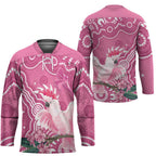 Australia Breast Cancer Awareness Hockey Jersey Pink Cockatoo Ribbon Aboriginal Art - Aussie Hoodie