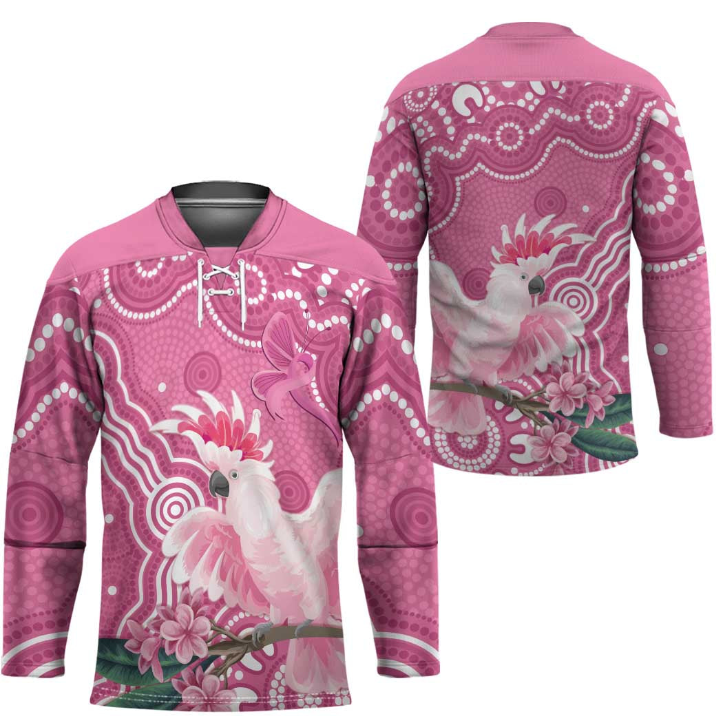 Australia Breast Cancer Awareness Hockey Jersey Pink Cockatoo Ribbon Aboriginal Art - Aussie Hoodie