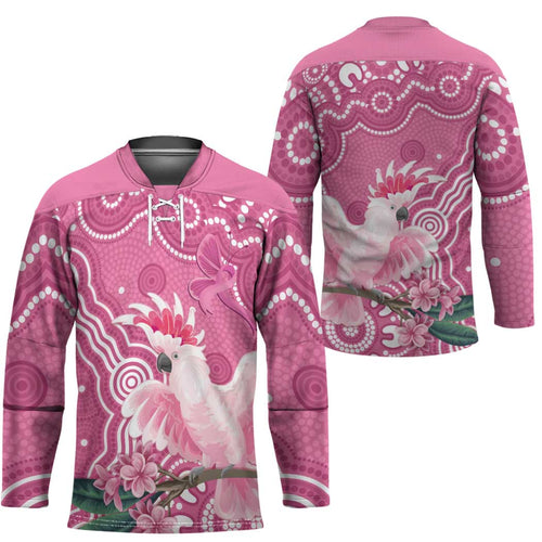 Australia Breast Cancer Awareness Hockey Jersey Pink Cockatoo Ribbon Aboriginal Art - Aussie Hoodie