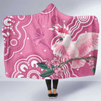 Australia Breast Cancer Awareness Hooded Blanket Pink Cockatoo Ribbon Aboriginal Art - Aussie Hoodie
