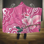 Australia Breast Cancer Awareness Hooded Blanket Pink Cockatoo Ribbon Aboriginal Art - Aussie Hoodie