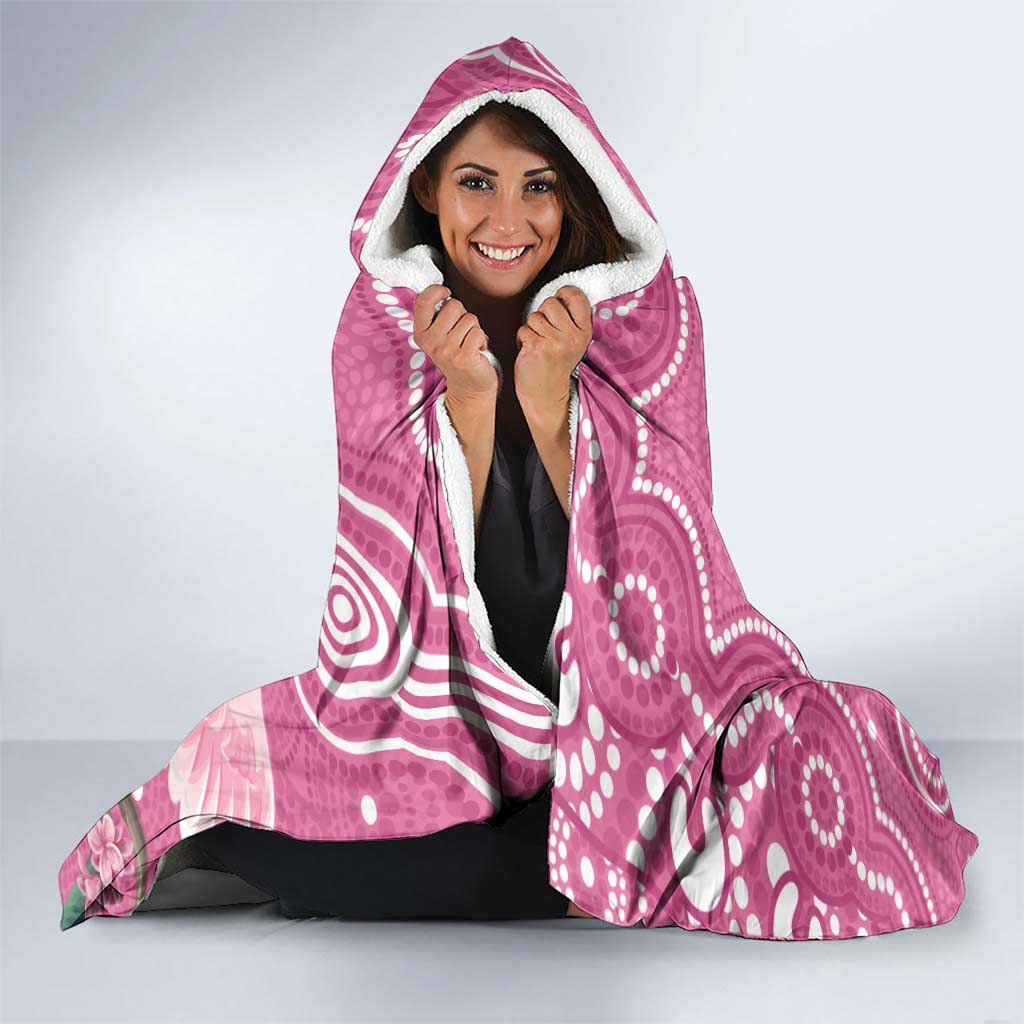 Australia Breast Cancer Awareness Hooded Blanket Pink Cockatoo Ribbon Aboriginal Art - Aussie Hoodie