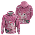 Australia Breast Cancer Awareness Hoodie Pink Cockatoo Ribbon Aboriginal Art - Aussie Hoodie