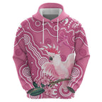 Australia Breast Cancer Awareness Hoodie Pink Cockatoo Ribbon Aboriginal Art - Aussie Hoodie