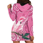 Australia Breast Cancer Awareness Hoodie Dress Pink Cockatoo Ribbon Aboriginal Art - Aussie Hoodie