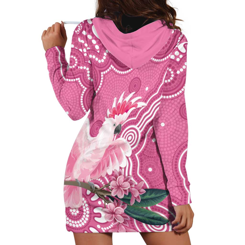 Australia Breast Cancer Awareness Hoodie Dress Pink Cockatoo Ribbon Aboriginal Art - Aussie Hoodie
