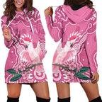 Australia Breast Cancer Awareness Hoodie Dress Pink Cockatoo Ribbon Aboriginal Art - Aussie Hoodie
