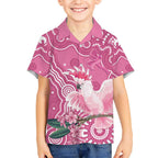 Australia Breast Cancer Awareness Kid Hawaiian Shirt Pink Cockatoo Ribbon Aboriginal Art - Aussie Hoodie