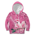 Australia Breast Cancer Awareness Kid Hoodie Pink Cockatoo Ribbon Aboriginal Art - Aussie Hoodie