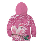 Australia Breast Cancer Awareness Kid Hoodie Pink Cockatoo Ribbon Aboriginal Art - Aussie Hoodie