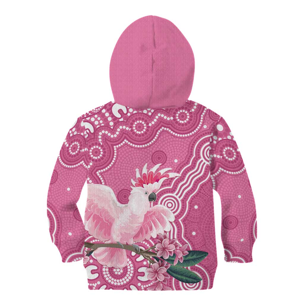 Australia Breast Cancer Awareness Kid Hoodie Pink Cockatoo Ribbon Aboriginal Art - Aussie Hoodie