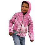 Australia Breast Cancer Awareness Kid Hoodie Pink Cockatoo Ribbon Aboriginal Art - Aussie Hoodie