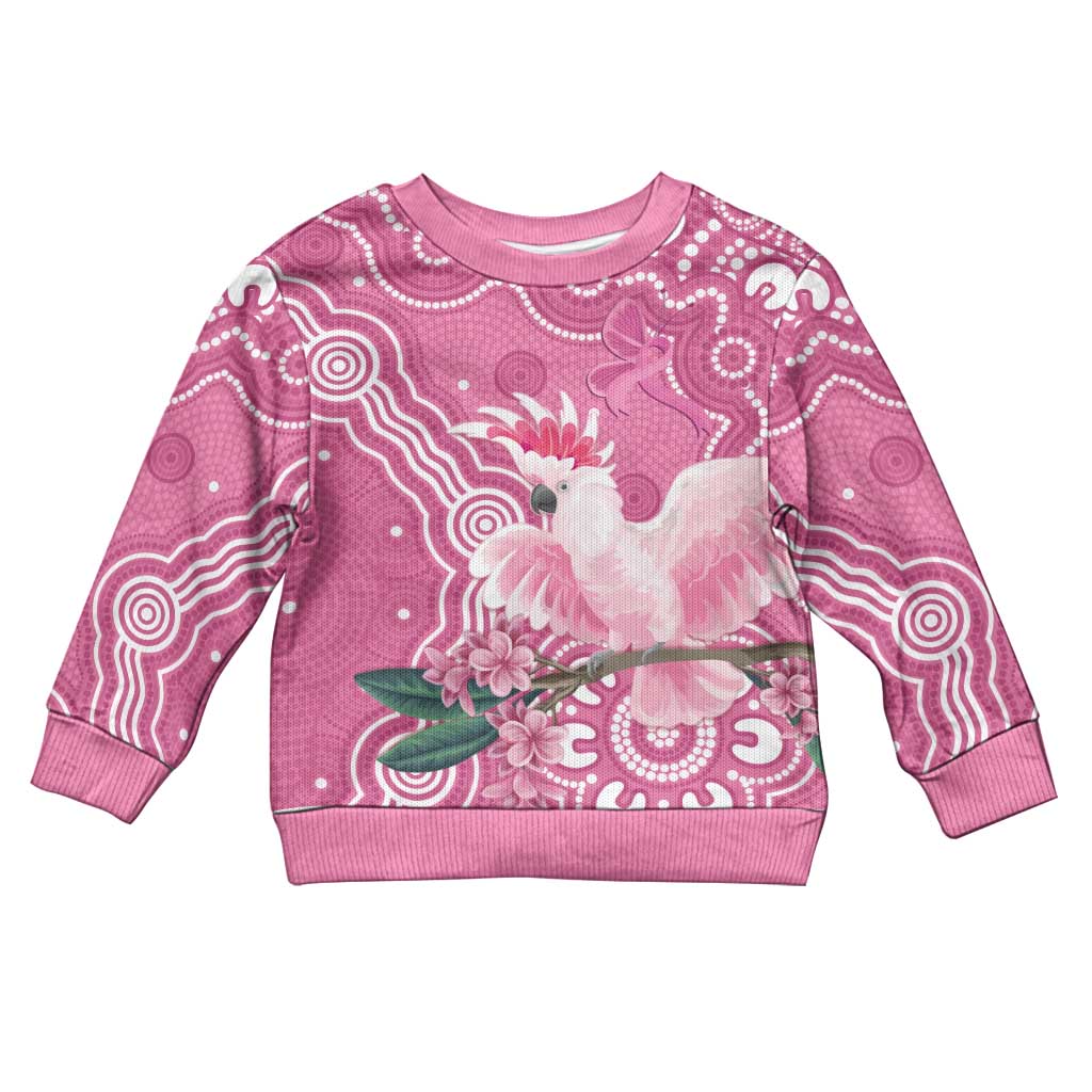 Australia Breast Cancer Awareness Kid Ugly Christmas Sweater Pink Cockatoo Ribbon Aboriginal Art - Aussie Hoodie