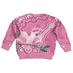 Australia Breast Cancer Awareness Kid Ugly Christmas Sweater Pink Cockatoo Ribbon Aboriginal Art - Aussie Hoodie