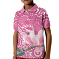 Australia Breast Cancer Awareness Kid Polo Shirt Pink Cockatoo Ribbon Aboriginal Art - Aussie Hoodie