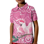 Australia Breast Cancer Awareness Kid Polo Shirt Pink Cockatoo Ribbon Aboriginal Art - Aussie Hoodie