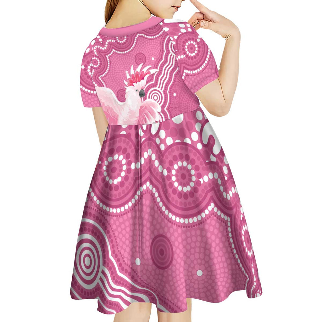 Australia Breast Cancer Awareness Kid Short Sleeve Dress Pink Cockatoo Ribbon Aboriginal Art - Aussie Hoodie
