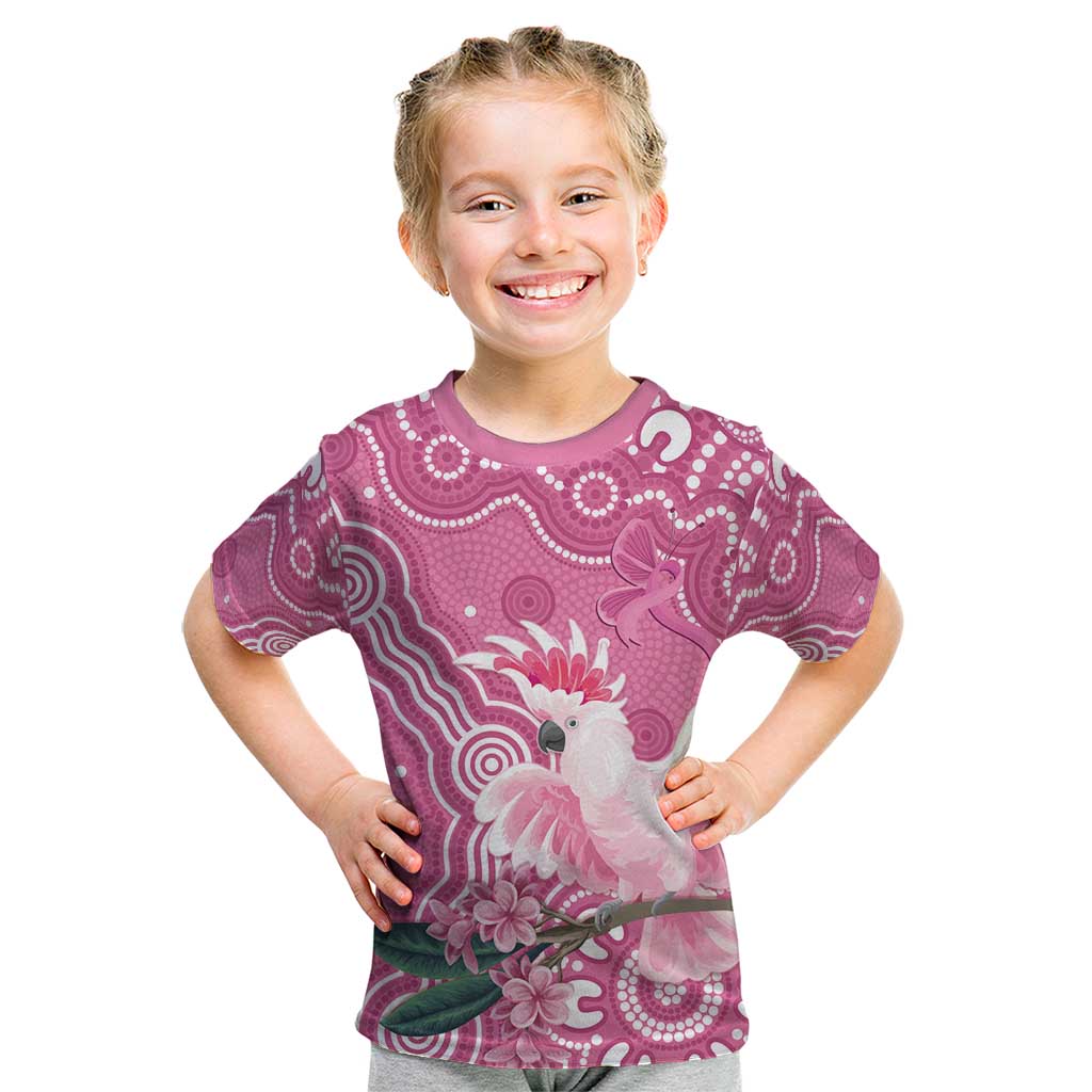 Australia Breast Cancer Awareness Kid T Shirt Pink Cockatoo Ribbon Aboriginal Art - Aussie Hoodie