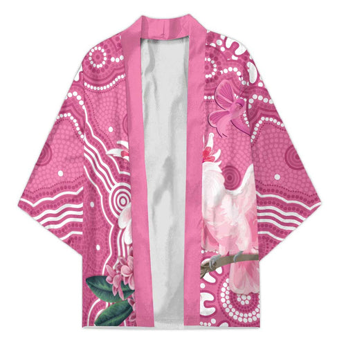 Australia Breast Cancer Awareness Kimono Pink Cockatoo Ribbon Aboriginal Art - Aussie Hoodie