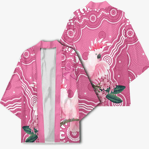 Australia Breast Cancer Awareness Kimono Pink Cockatoo Ribbon Aboriginal Art - Aussie Hoodie