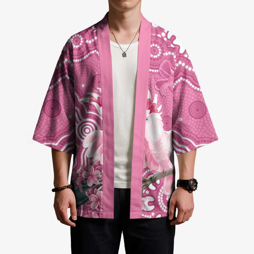 Australia Breast Cancer Awareness Kimono Pink Cockatoo Ribbon Aboriginal Art - Aussie Hoodie