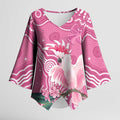 Australia Breast Cancer Awareness Kimono Sleeve Blouse Pink Cockatoo Ribbon Aboriginal Art - Aussie Hoodie
