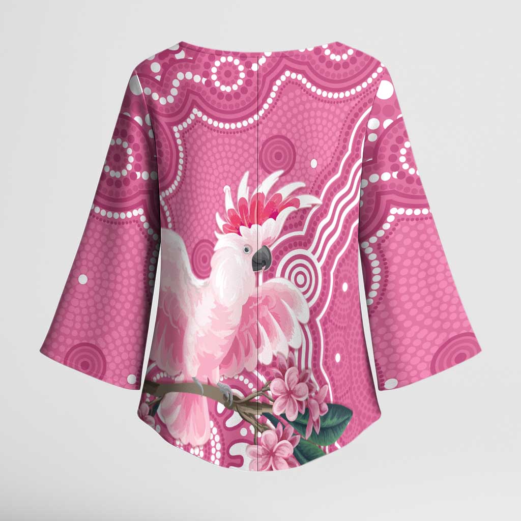 Australia Breast Cancer Awareness Kimono Sleeve Blouse Pink Cockatoo Ribbon Aboriginal Art - Aussie Hoodie