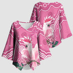 Australia Breast Cancer Awareness Kimono Sleeve Blouse Pink Cockatoo Ribbon Aboriginal Art - Aussie Hoodie
