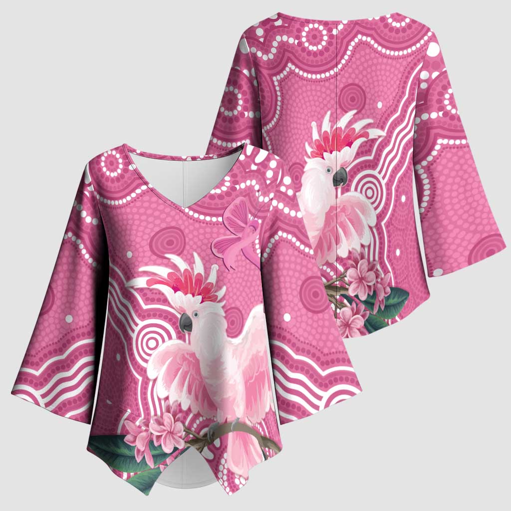 Australia Breast Cancer Awareness Kimono Sleeve Blouse Pink Cockatoo Ribbon Aboriginal Art - Aussie Hoodie