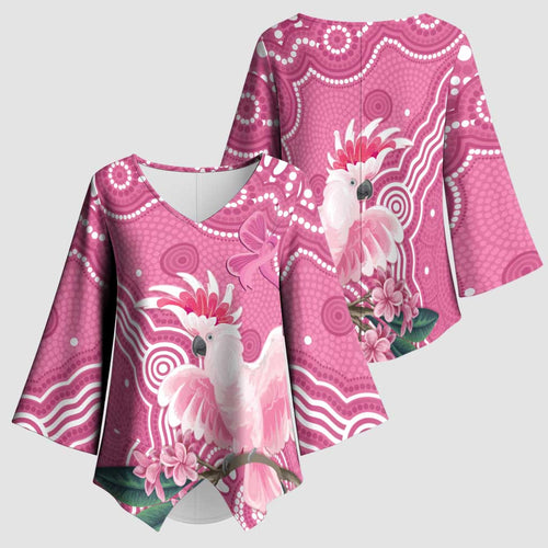 Australia Breast Cancer Awareness Kimono Sleeve Blouse Pink Cockatoo Ribbon Aboriginal Art - Aussie Hoodie