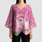 Australia Breast Cancer Awareness Kimono Sleeve Blouse Pink Cockatoo Ribbon Aboriginal Art - Aussie Hoodie