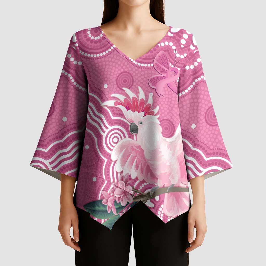 Australia Breast Cancer Awareness Kimono Sleeve Blouse Pink Cockatoo Ribbon Aboriginal Art - Aussie Hoodie