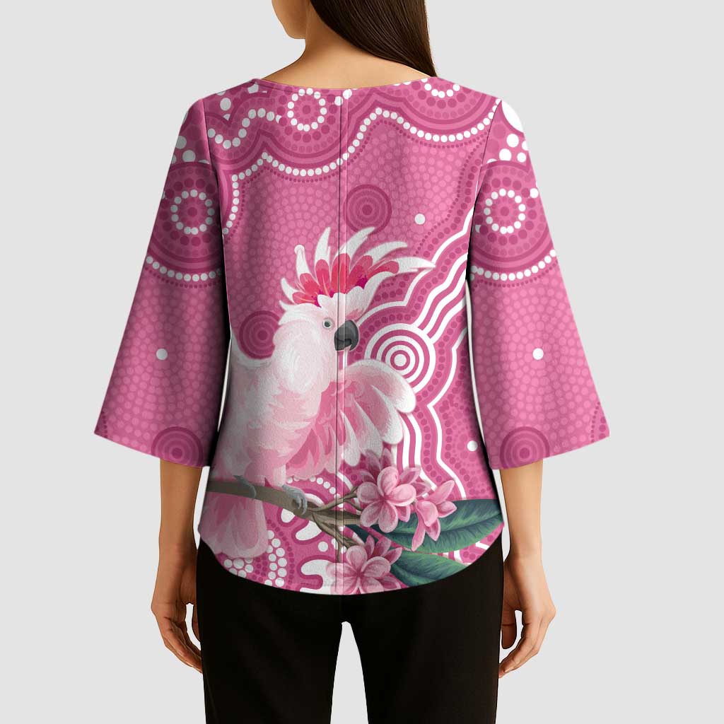 Australia Breast Cancer Awareness Kimono Sleeve Blouse Pink Cockatoo Ribbon Aboriginal Art - Aussie Hoodie