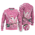 Australia Breast Cancer Awareness Ugly Christmas Sweater Pink Cockatoo Ribbon Aboriginal Art - Aussie Hoodie