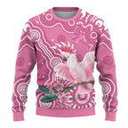Australia Breast Cancer Awareness Ugly Christmas Sweater Pink Cockatoo Ribbon Aboriginal Art - Aussie Hoodie