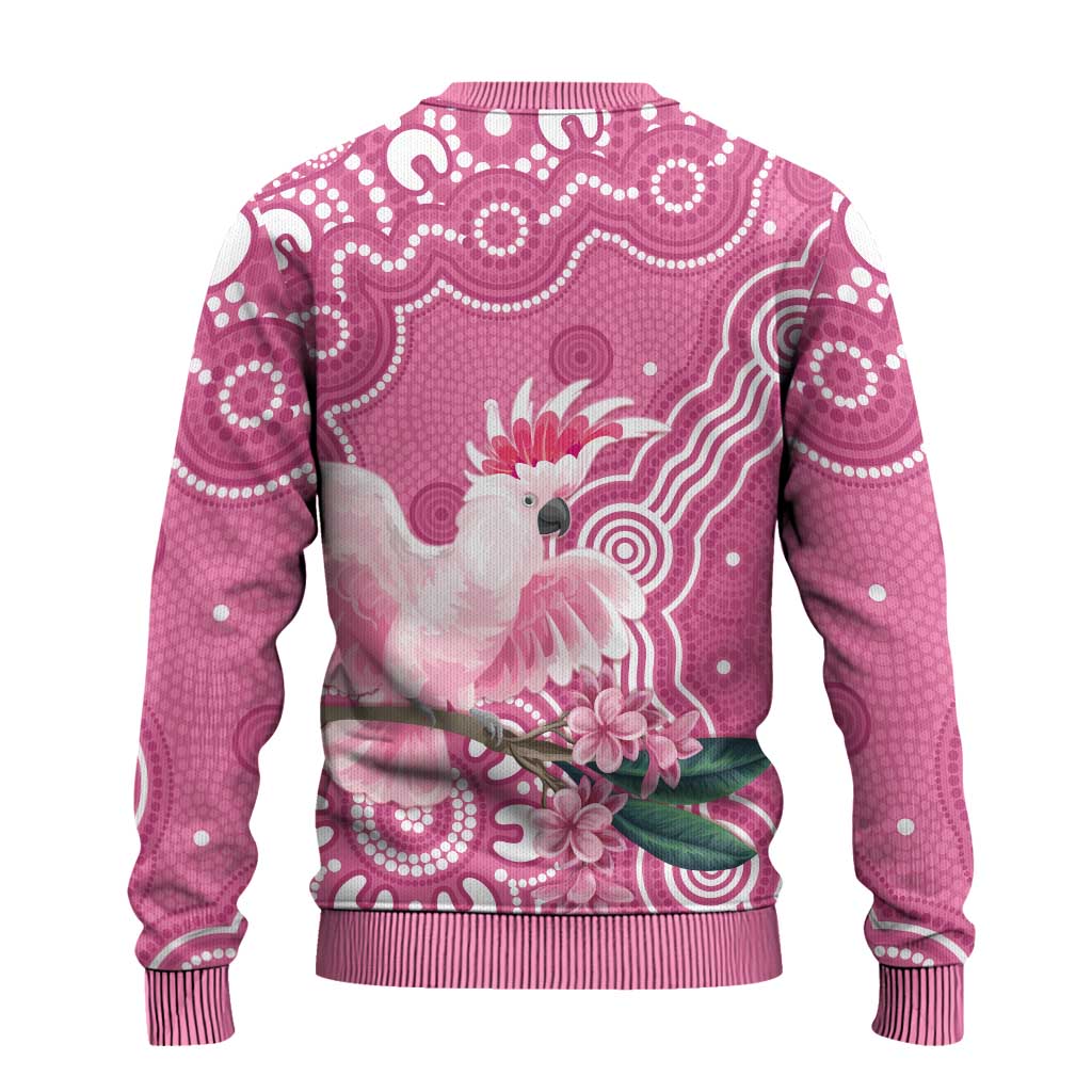 Australia Breast Cancer Awareness Ugly Christmas Sweater Pink Cockatoo Ribbon Aboriginal Art - Aussie Hoodie