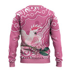 Australia Breast Cancer Awareness Ugly Christmas Sweater Pink Cockatoo Ribbon Aboriginal Art - Aussie Hoodie