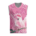 Australia Breast Cancer Awareness Christmas Knitted V-Neck Vest Pink Cockatoo Ribbon Aboriginal Art - Aussie Hoodie