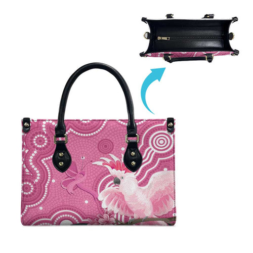Australia Breast Cancer Awareness Leather Bag Pink Cockatoo Ribbon Aboriginal Art - Aussie Hoodie