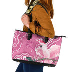 Australia Breast Cancer Awareness Leather Tote Bag Pink Cockatoo Ribbon Aboriginal Art - Aussie Hoodie