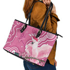 Australia Breast Cancer Awareness Leather Tote Bag Pink Cockatoo Ribbon Aboriginal Art - Aussie Hoodie