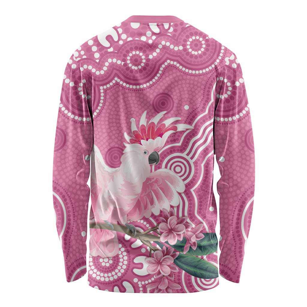 Australia Breast Cancer Awareness Long Sleeve Shirt Pink Cockatoo Ribbon Aboriginal Art - Aussie Hoodie