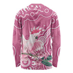Australia Breast Cancer Awareness Long Sleeve Shirt Pink Cockatoo Ribbon Aboriginal Art - Aussie Hoodie