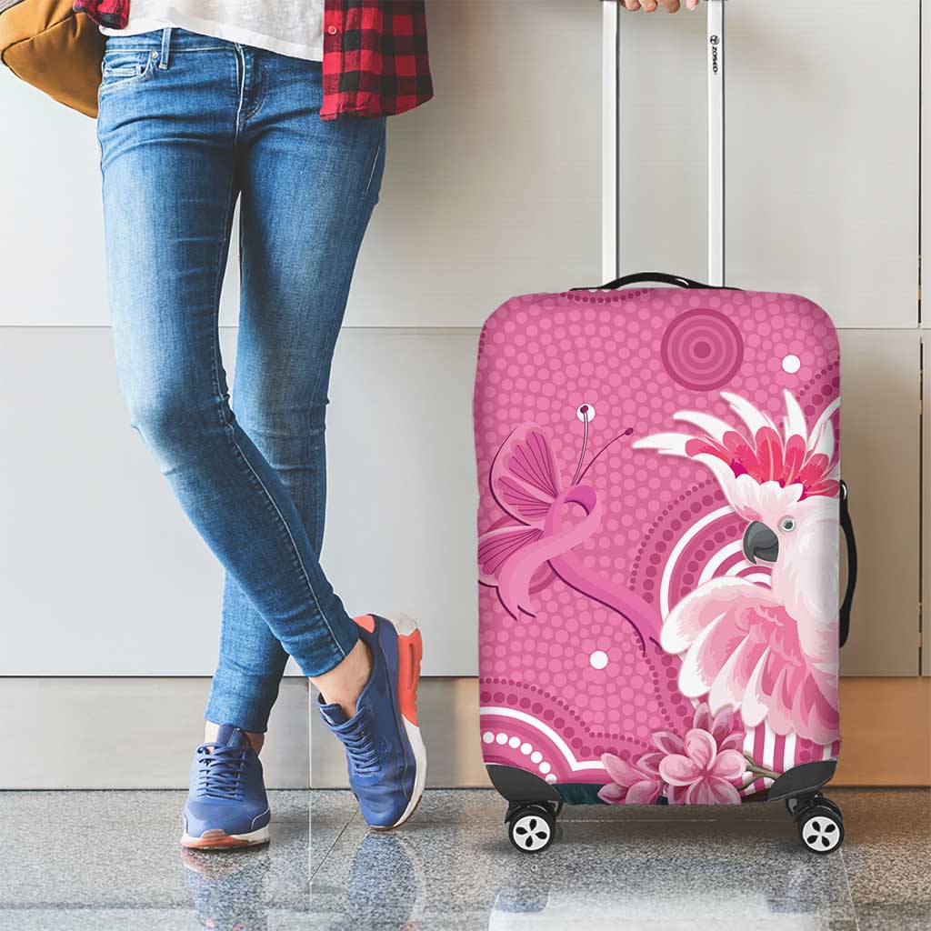 Australia Breast Cancer Awareness Luggage Cover Pink Cockatoo Ribbon Aboriginal Art - Aussie Hoodie