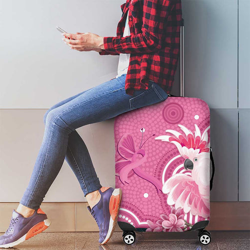 Australia Breast Cancer Awareness Luggage Cover Pink Cockatoo Ribbon Aboriginal Art - Aussie Hoodie